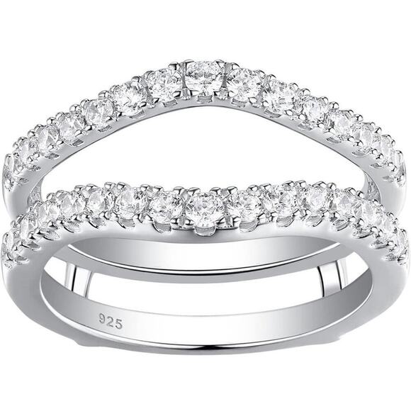 Moissanite Diamond Enhancer Ring Guard Wedding Band Anniversary 925- 18k Size 7 - Picture 11 of 12